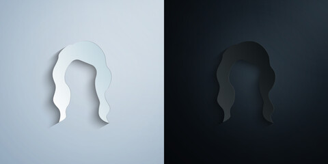 Poster - hair, woman, haircut long paper icon with shadow vector illustration