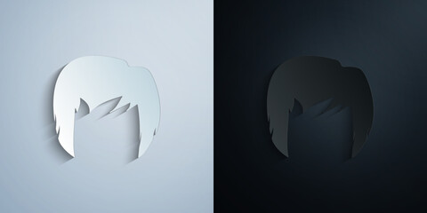 Poster - hair, woman, haircut long paper icon with shadow vector illustration