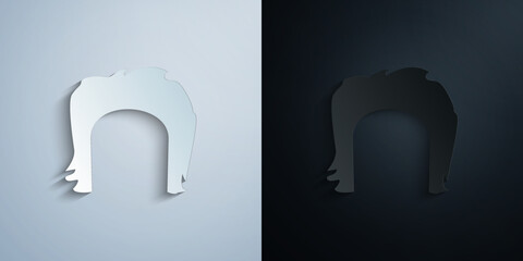Poster - hair, woman, haircut short paper icon with shadow vector illustration