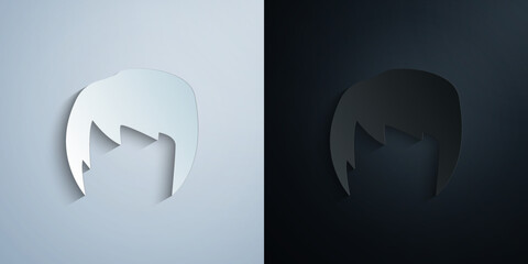 Poster - hair, woman, haircut short paper icon with shadow vector illustration