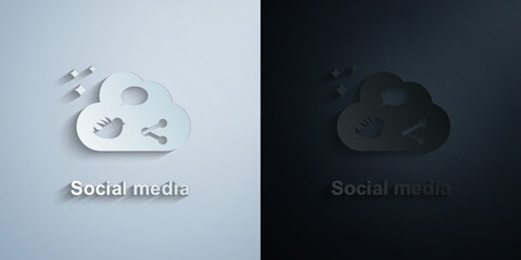 Poster - Online marketing, social media paper icon with shadow vector illustration