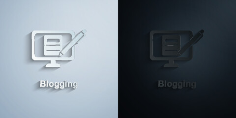 Poster - online marketing, blogging paper icon with shadow vector illustration