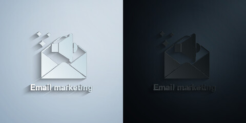 Leinwandbilder - online marketing, email marketing paper icon with shadow vector illustration