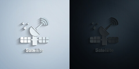 Poster - Online marketing, satellite paper icon with shadow vector illustration