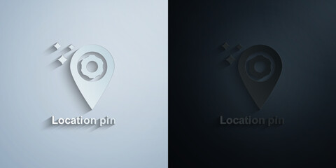 Poster - Online marketing, location pin paper icon with shadow vector illustration