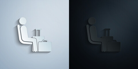 Poster - seating place for person with luggage paper icon with shadow vector illustration
