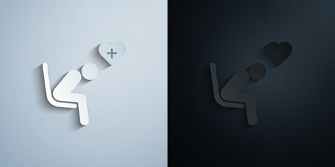 Poster - seating place for patientsplace for person with luggage paper icon with shadow vector illustration