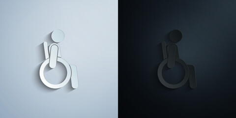 Poster - seating disabled person in wheelchairplace of waiting paper icon with shadow vector illustration