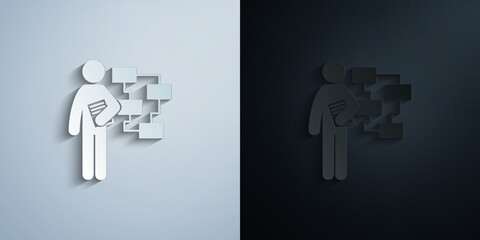Poster - man with analyst degree paper icon with shadow vector illustration