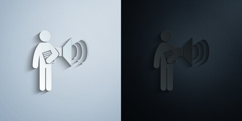 Poster - man with audio degree paper icon with shadow vector illustration