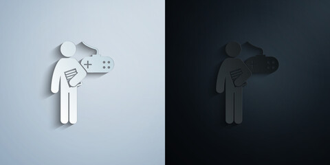 Poster - man with game degree paper icon with shadow vector illustration