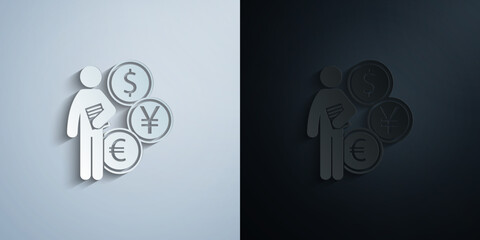 Poster - man with finance degree paper icon with shadow vector illustration