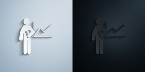 Poster - man with analysis degree paper icon with shadow vector illustration