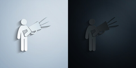 Poster - man with marketing degree paper icon with shadow vector illustration