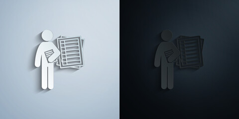 Poster - man with accounts degree paper icon with shadow vector illustration