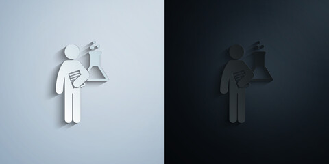 Poster - man with lab degree paper icon with shadow vector illustration