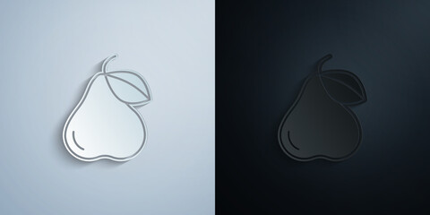 Poster - Pear paper icon with shadow vector illustration