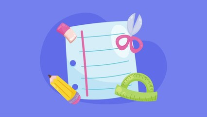 Sticker - paper sheet and school supplies