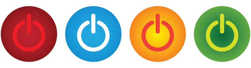 Poster - on off power icon with color, style inside circle for sign symbol, vector illustration