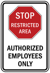 Canvas Print - stop sign and labels private property on trespassing, authorized personnel only, do not enter, under security system