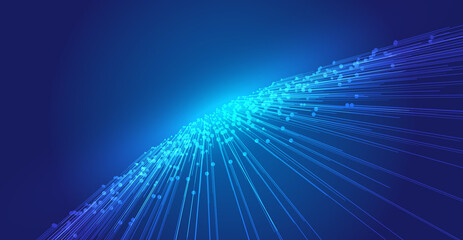 Poster - Blue dot line radial convergence technology spatial sense speed sense background