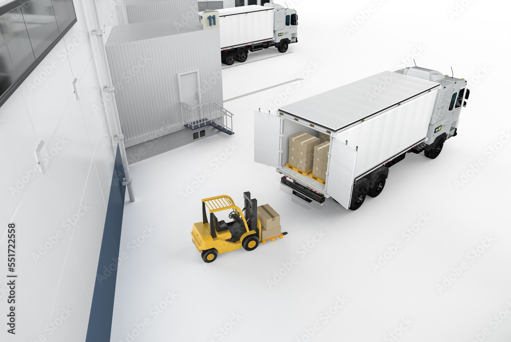 Fully Loading Logistic trailer truck or lorry fully loading cardboard boxes Stock ...