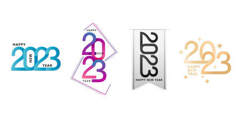 illustration of 2023 lettering number type set for covering calendar planner table wall, header soci