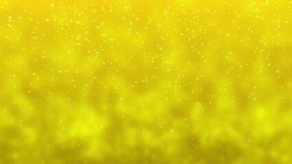 Wall Mural - shiny gold particles and stars float on the gold background