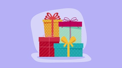 Sticker - two gifts boxes presents animation