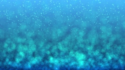 Wall Mural - blue particles and shiny snow floating on the blue background