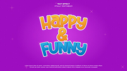 Poster - happy, funny, child, and cartoon vector text effect with fully editable font and text