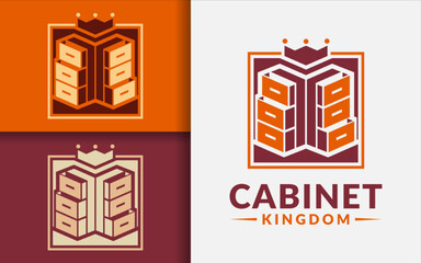 Poster - Creative Cabinet Logo Design with Cabinet Furniture and King Crown Combination Concept.