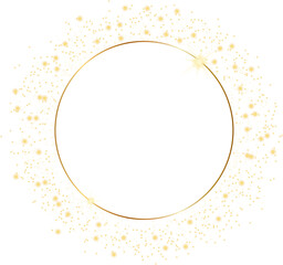 Poster - Shiny golden frame. Modern luxury gold glitter gold ring on transparent background. Golden circle abstract background. PNG image