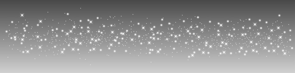 Poster - Glittering vector dust on a transparent background. White sparkling lights. Christmas Holiday glow particle. Magic star effect. Shine background. Festive party design. PNG image