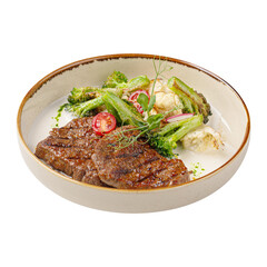 Wall Mural - Portion of beef steak with vegetable salad