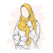 © ikiikowrk - Stylish and trendy moslem woman in hijab fashion vector illustration line art isolated for boutique fashion
