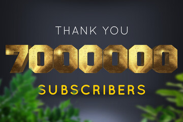 7000000 subscribers celebration greeting banner with Brass Design