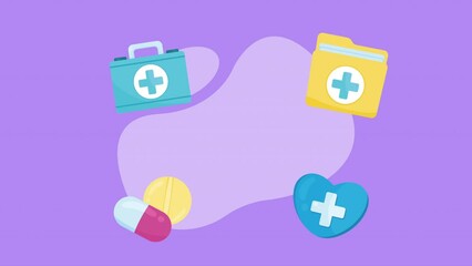 Poster - medical kit and documents animation