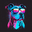 Portrait of a pitbull in synthwave style