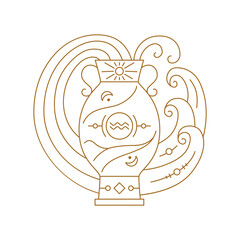 aquarius zodiac astrology horoscope stylized sign thin line. water bearer symbol of esoteric, zodiac