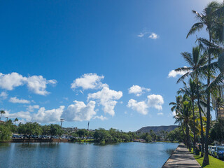 Wall Mural - Ala Wai Canal with Diamondhead in Hawaii