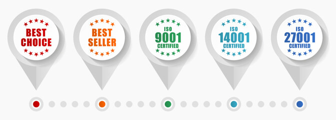 Aufkleber - Best choice, best seller and iso vector icons, flat design web pointers collection, business concept infographic template