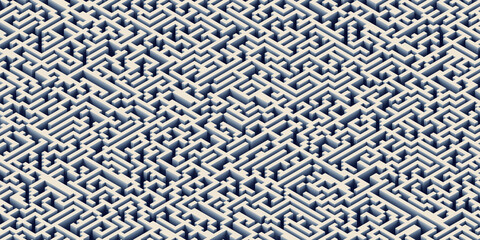 Poster - 3d render of an abstract maze, wallpaper background design illustration