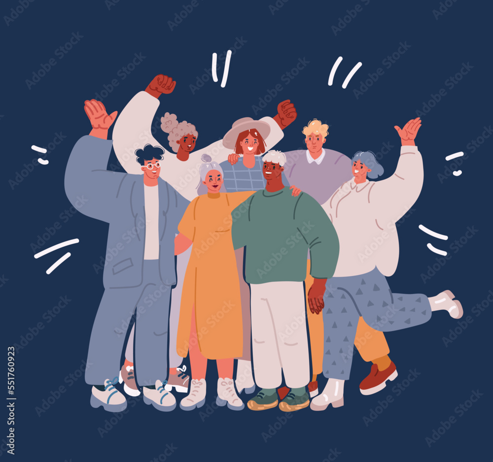 Multinational Person Vector illustration of Multicultural team. Unity in diversity. People ...
