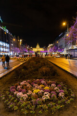 Sticker - Wenceslas square at Christmas time, Prague, Czech Republic