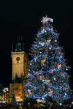 Fototapeta Londyn - Old Town Square at Christmas time, Prague, Czech Republic