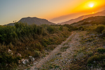 Wall Mural - Mountain off-road during sunrise