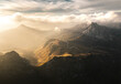 Aerial view of Ra Gusela mountain from Giau pass, Cortina d'Ampezzo, Belluno province, Veneto, Italy.