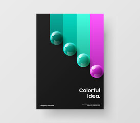 Simple poster A4 design vector layout. Geometric realistic balls placard illustration.