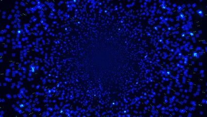 Wall Mural - motion background of shiny blue squares radiating out from the center